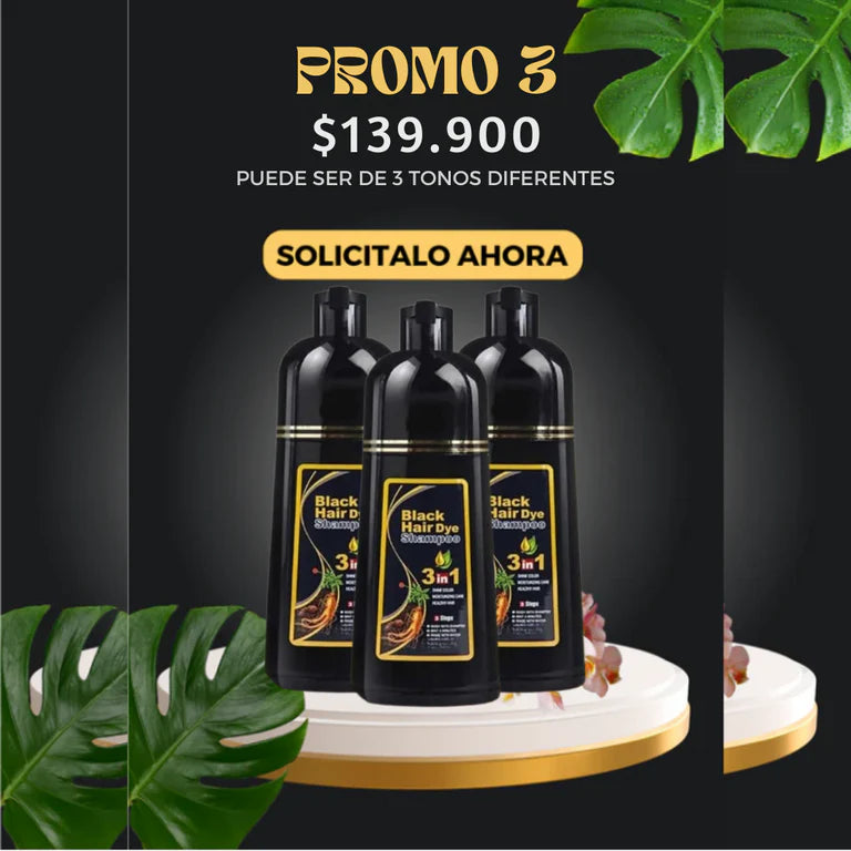 Oferta Especial 3 in 1: Black Hair Dye Shampoo de Henna™ — Cubre Canas al Instante