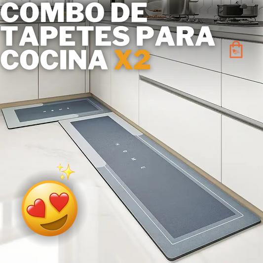 Combo de tapetes para cocina ULTRA ABSORBENTES Y ANTIDESLIZANTES